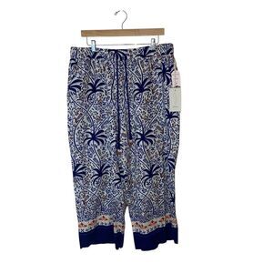 Joie NWT Palm Print Linen Blend Wide Leg Palazzo Pants Beach Resort Wear Size XL